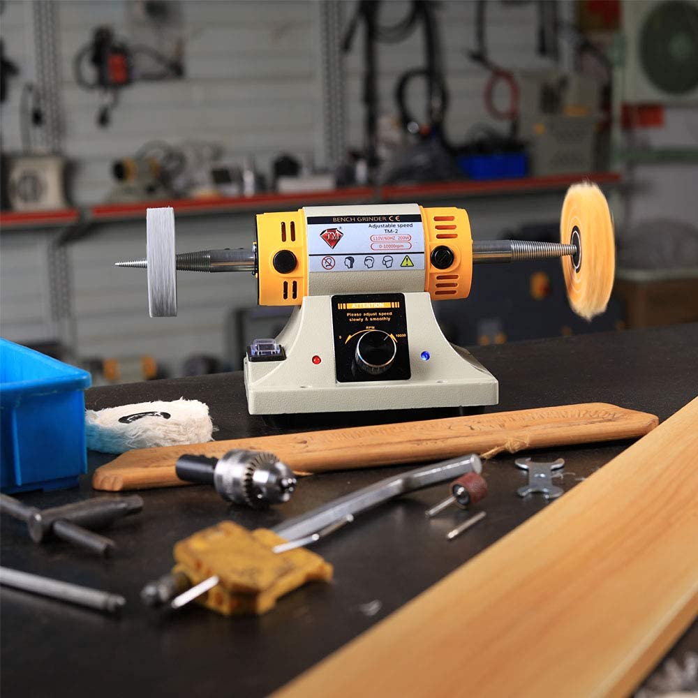 LIBAOTML Adjustable Speed Polishing Machine - Multi-Function Bench Lathe Polisher & Grinder for Jewelry Making, Woodworking, Dental, DIY Projects | Perfect for Home Workshops, Crafting, Metal Polishing & Small Part Finishing