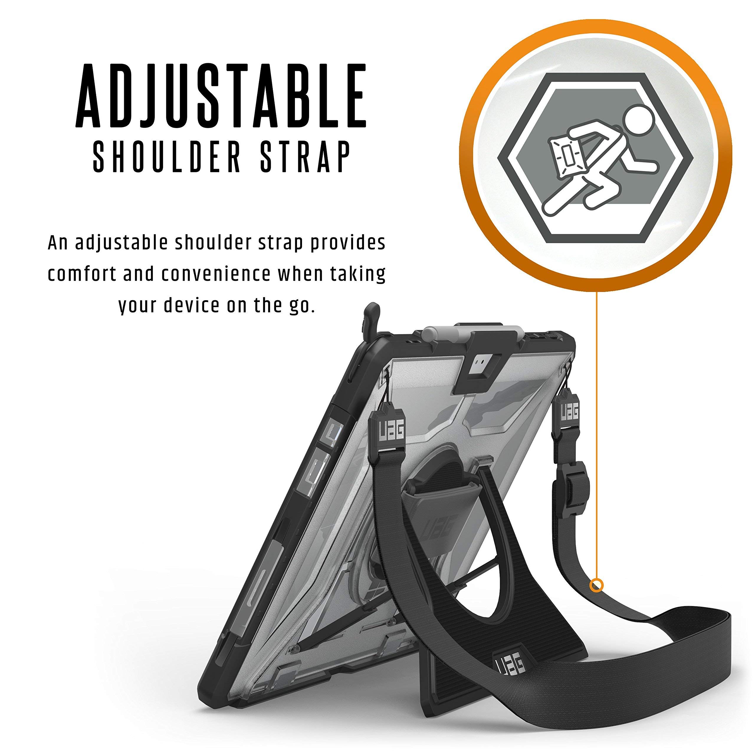 URBAN ARMOR GEAR UAG Military Drop Tested Rugged Case for Microsoft Surface Pro 7 Plus/7/6/5th Gen (2017)/4 - Plasma Series with Hand Strap & Shoulder Strap [Ice] - Perfect for Travel, Business & Outdoor Adventures