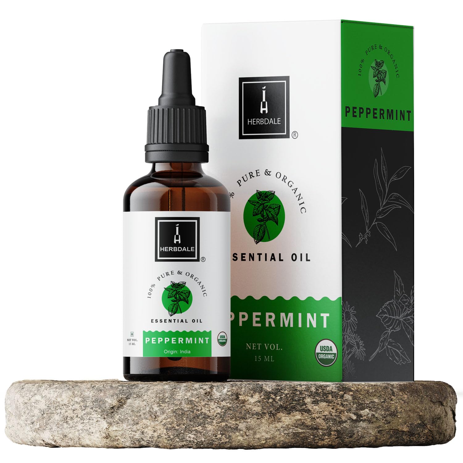 Herbdale 100% Pure Peppermint Essential Oil - Natural Cooling Mint Aroma for Aromatherapy Diffusers, Head Massage, Bath & Body Care, Candle Making - Promotes Relaxation & Wellness (15ml) - Perfect for Stress Relief, Home Spa & DIY Skincare