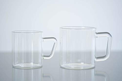Borosil Vision Classic Large Mugs - Set of 4 Clear 10oz Lightweight & Durable Glass Cups for Coffee, Tea, Hot & Cold Beverages - Perfect for Home, Office, and Restaurant Use