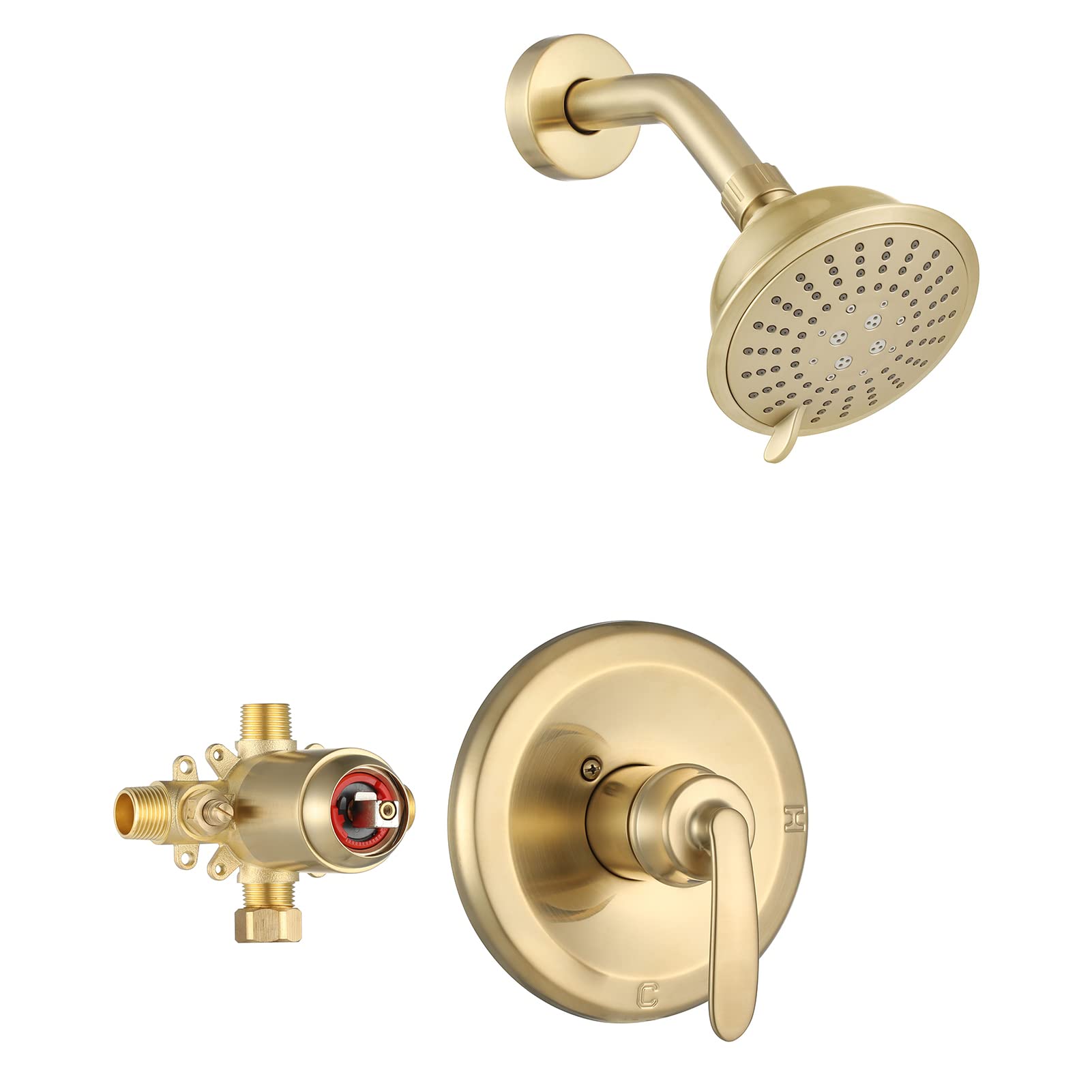 PARLOS Single-Handle Shower Faucet with Valve - 5-Spray Touch-Clean Shower Head & Wall Mounted Trim Kit (Model 1436708) - Perfect for Bathroom Renovation & Modern Home Upgrade