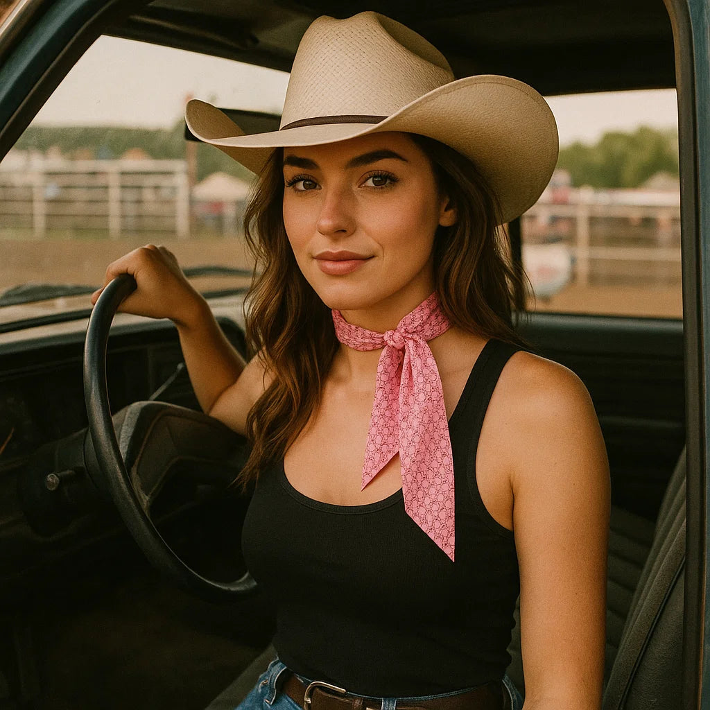 Pink Western Skinny Mini Wild Rag Scarf - Cowgirl Necktie for Women | Lightweight Bandana Style Accessory for Horse Riding, Rodeo & Country Fashion #TW132