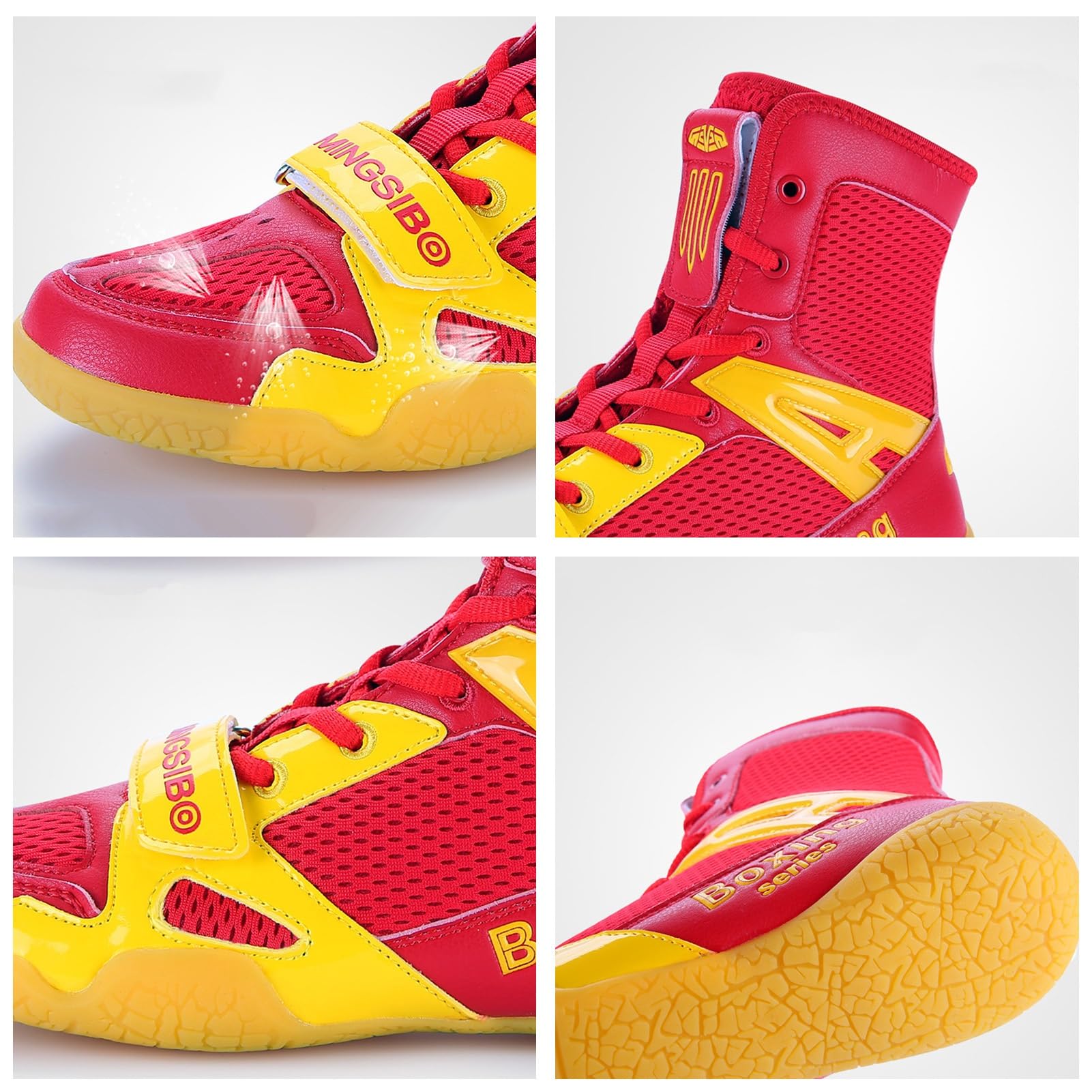 Professional Men's Wrestling Shoes - High Top Boxing Shoes for Outdoor Training, Lightweight Breathable Non-Slip Kickboxing Footwear (Unisex for Adults & Youth) - Ideal for MMA, Martial Arts & Gym Workouts