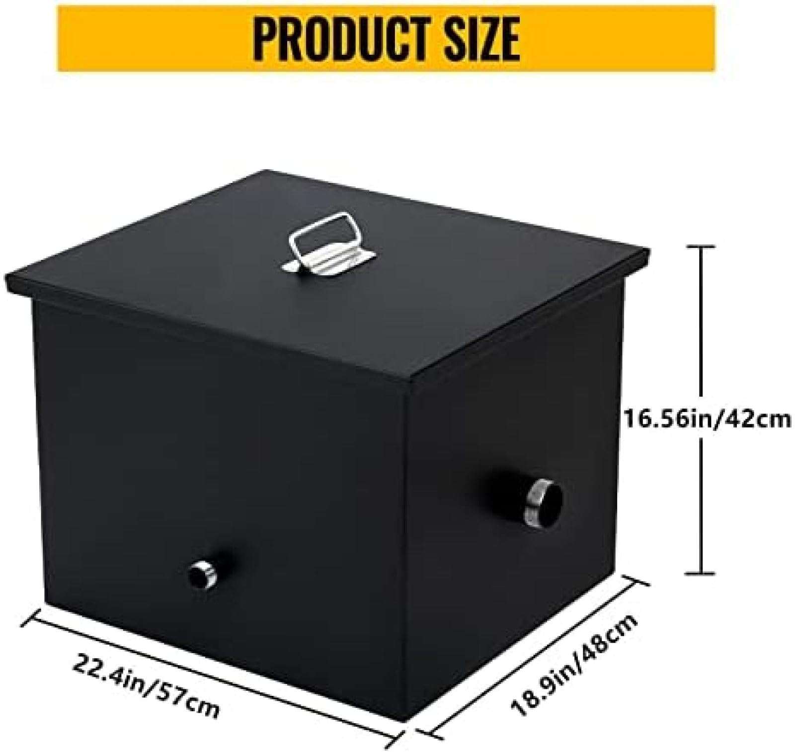 Commercial Grease Trap & Interceptor - 4.6 GPM Under Sink Oil-Water Separator, Side Inlet Design, Carbon Steel Construction (14LB, Black) - Ideal for Restaurants, Canteens & Home Kitchens - Prevents Clogged Drains & Maintains Plumbing System