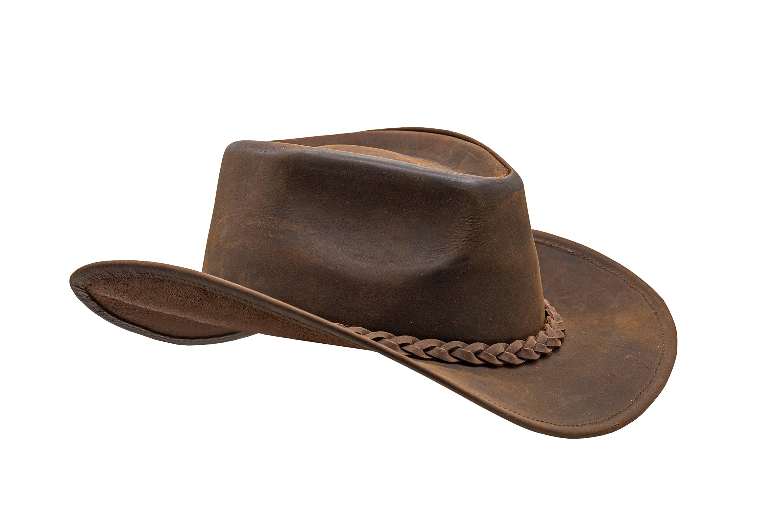 Premium Block Grain Leather Cowboy Hat for Men & Women - Adjustable Western Style, Durable Outback Hat for Outdoor Adventures, Rodeo, and Country Fashion