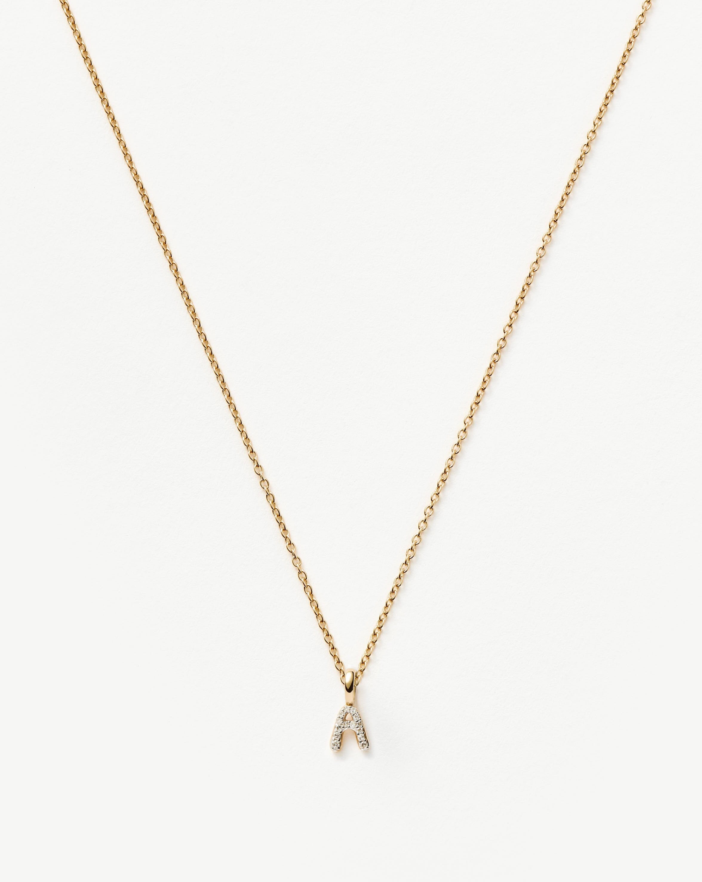 Diamond Initial Mini Pendant Necklace - 14k Solid Yellow Gold Plated with Genuine Diamonds | Personalized Jewelry Gift for Women | Perfect for Birthdays, Anniversaries & Special Occasions