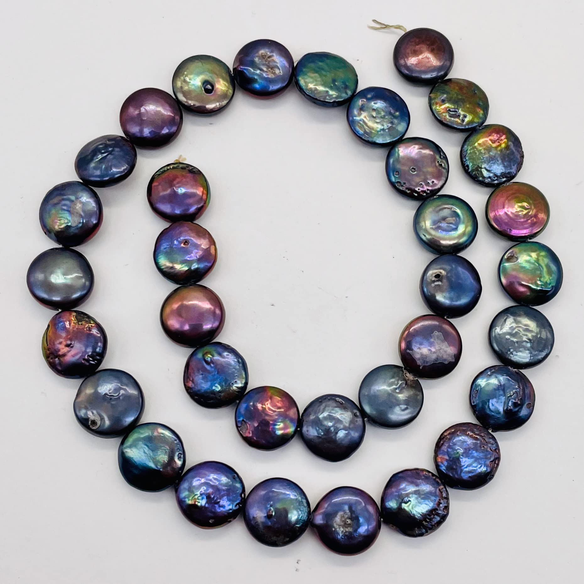Rainbow Peacock Coin Freshwater Pearl Strand - 104481 for DIY Jewelry Making, Beading, Necklaces & Bracelets - Perfect for Crafting, Gifts & Fashion Accessories