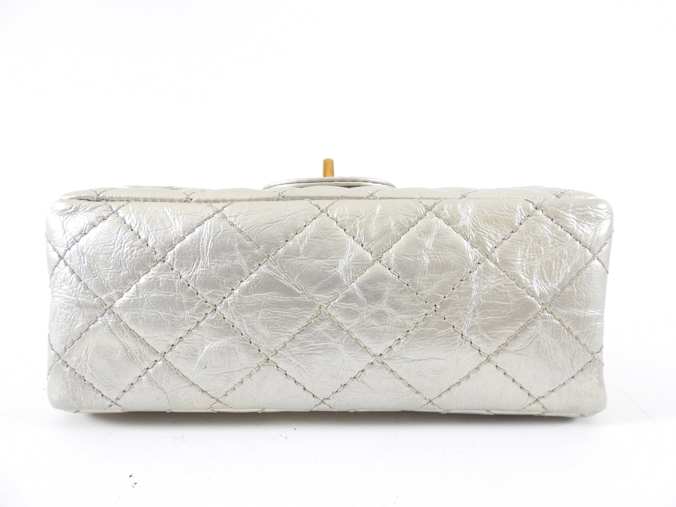 Chanel Silver Aged Leather Mini 2.55 Reissue Flap Bag - Vintage Luxury Handbag for Women, Perfect for Evening Parties & Special Occasions