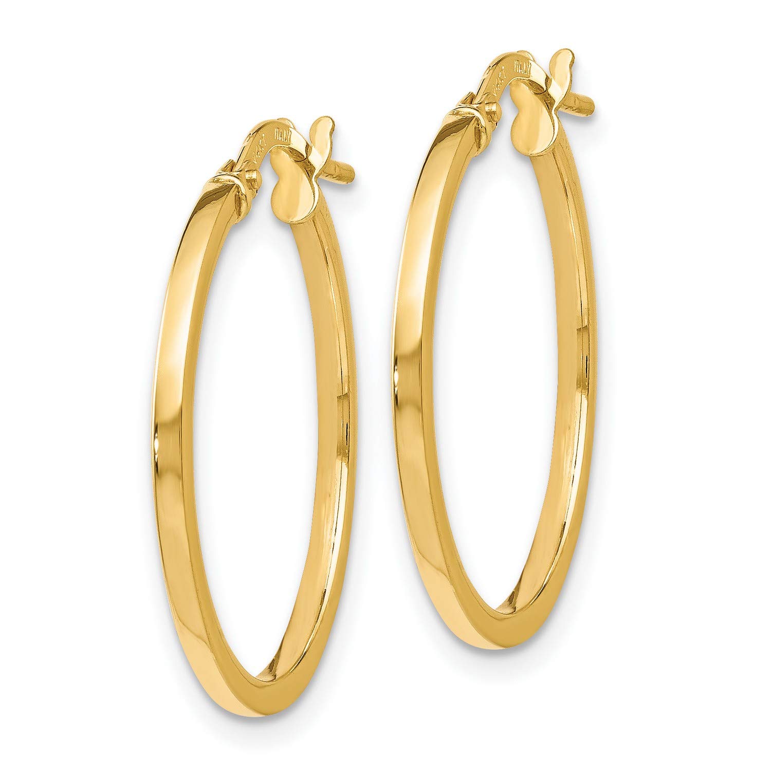 14K Yellow Gold Polished Hoop Earrings for Women - 23x21mm Classic Circle Dangle Earrings - Perfect for Everyday Wear, Parties & Gifts