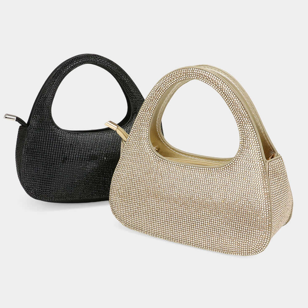 Luxury Gold Bling Studded Top Handle Evening Bag & Crossbody Purse for Women - Perfect for Parties, Weddings & Night Out Events