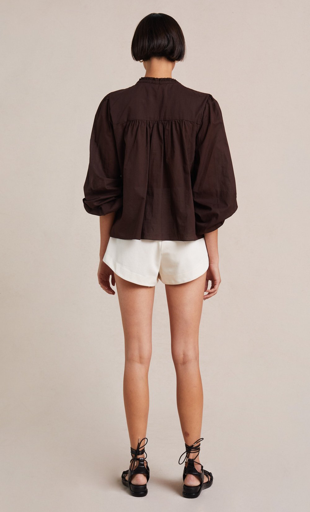 Alexandra Women's Long Sleeve Blouse in Chocolate Brown - Elegant Office Wear & Casual Outfit for Fall Season