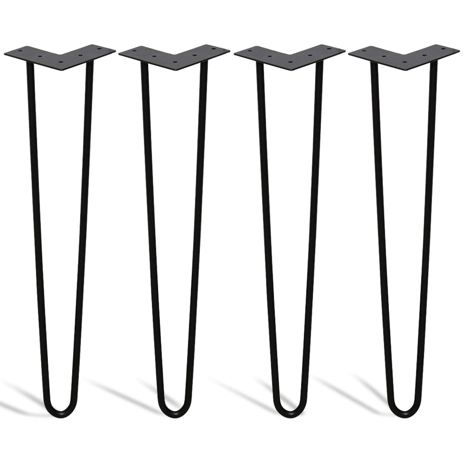 FCXBQ 4X Black Hairpin Table Legs 16 Inch - Modern DIY Furniture Legs with 4 Foot Guards for Desks, Craft Tables & Home Office Furniture | Perfect for Mid-Century Modern, Industrial & Scandinavian Style Decor