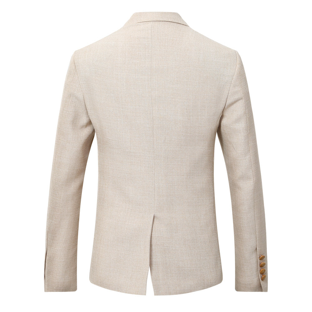 Premium Men's 3-Piece Linen Suit Set - Breathable Blazer Jacket, Formal Vest & Dress Pants for Weddings, Business Meetings & Summer Events