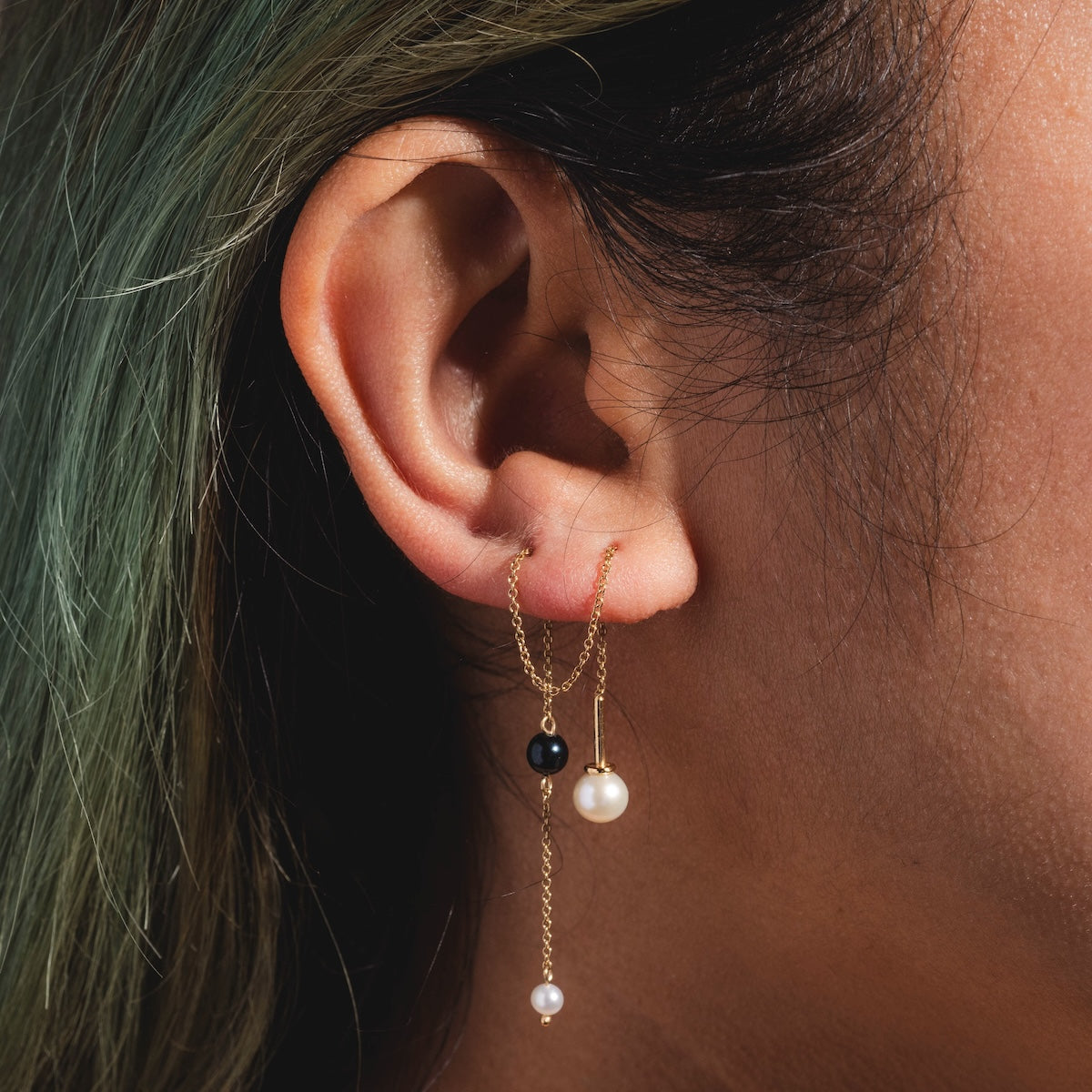 Solid Gold Freshwater Pearl Threader Earrings for Women - Dainty Elegant Jewelry Gift for Bridal, Wedding & Everyday Wear
