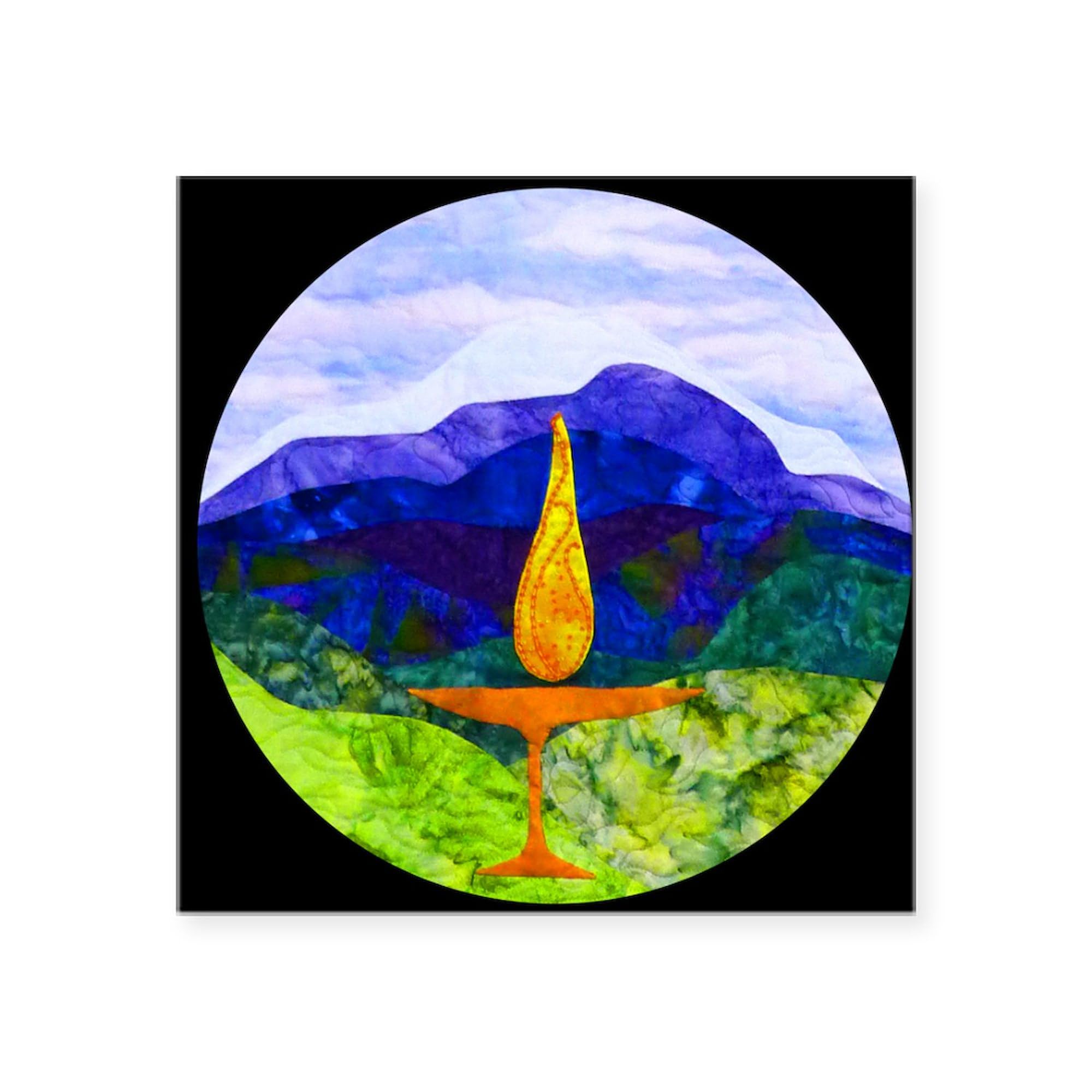Mountains Chalice Circle Square Sticker - 3x3 Inch Bumper Sticker, Car Decal for Windows, Laptops & Water Bottles | Durable Vinyl, Weatherproof Outdoor Use