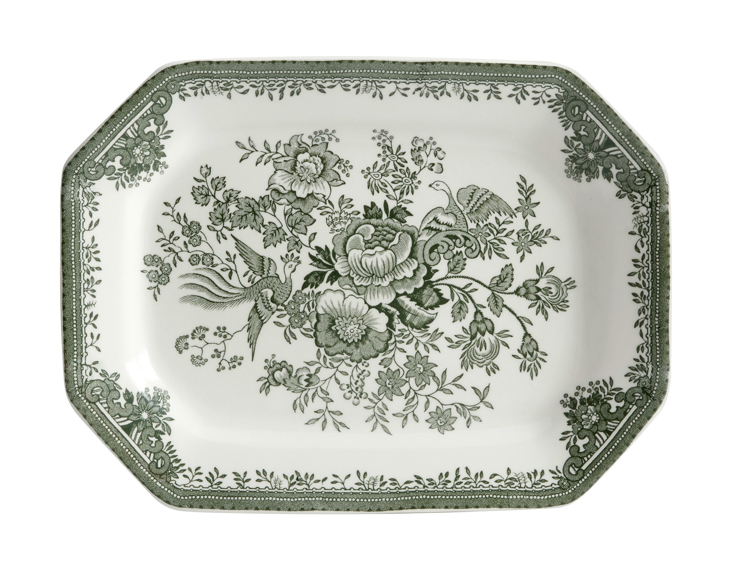 Burleigh Dark Green Asiatic Pheasants Dinnerware Set - Elegant Fine China Plates, Bowls & Cups - Perfect for Formal Dining, Tea Parties & Home Decor