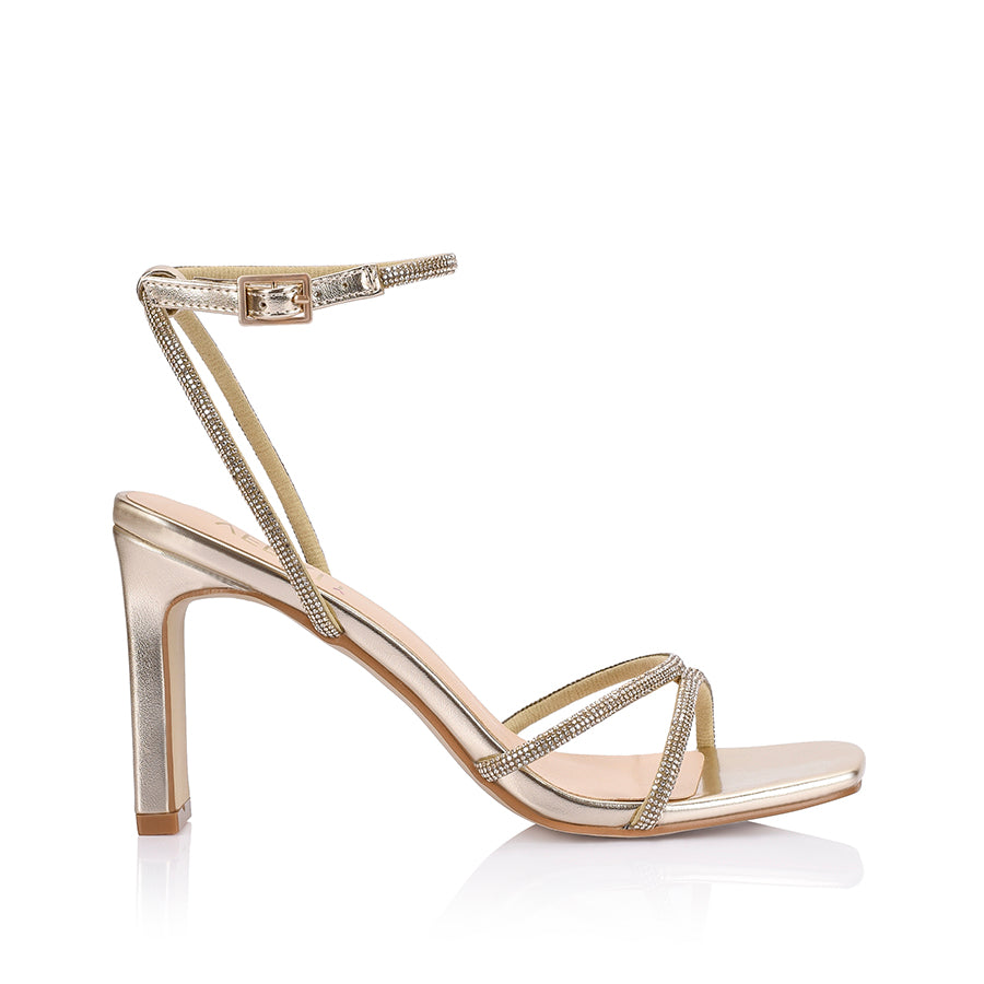 Kian Women's Block Heel Sandals - Comfortable Champagne Smooth Leather Summer Shoes for Weddings, Parties & Office Wear