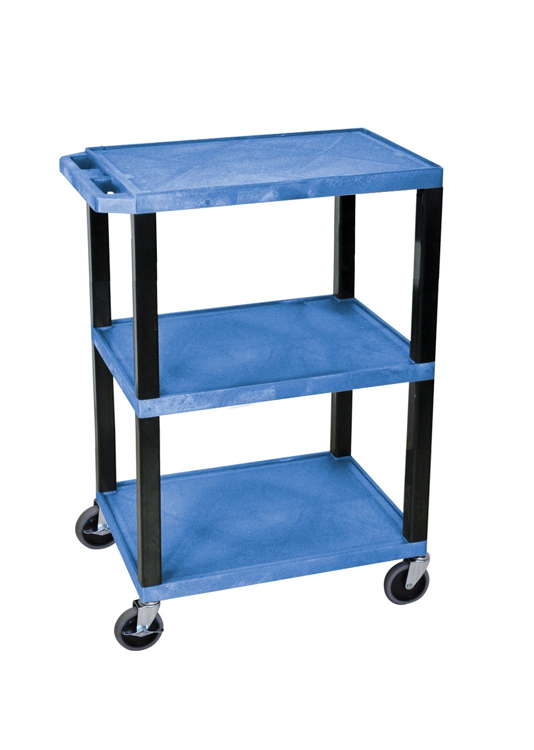 Luxor Tuffy Black 3 Shelf AV Cart with Cabinet & Electric Outlet - Perfect for Home Theater, Classroom, or Office Media Storage