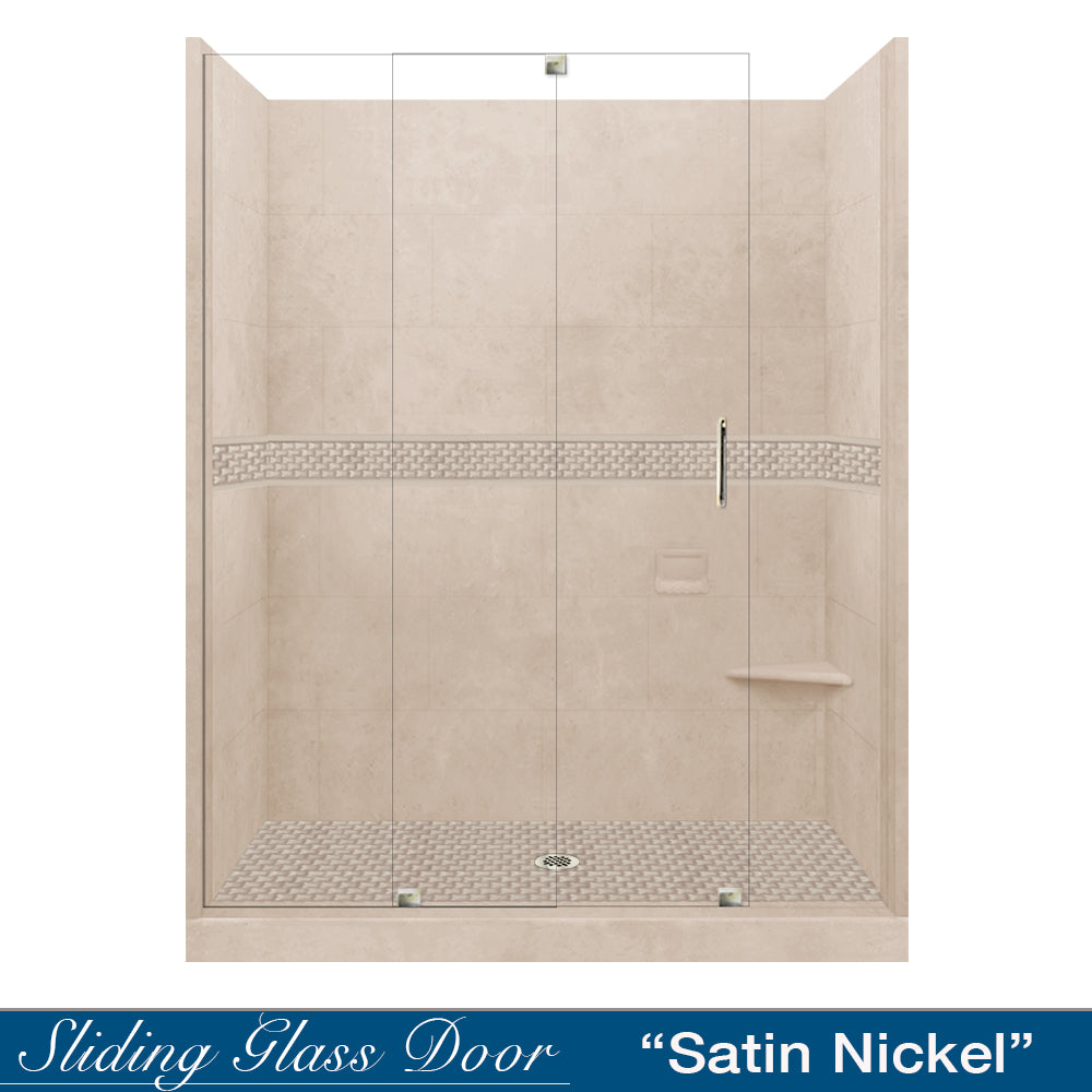 60 Alcove Brown Sugar Sistine Stone & Jewel Stone Accent DIY Shower Remodel Kit - Easy Bathroom Upgrade for Modern Home Renovation