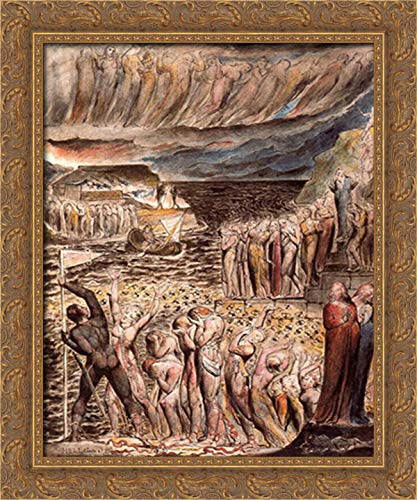 William Blake's Dante's Divine Comedy Hell Art - 20x24 Gold Ornate Wood Framed Canvas Print | Classic Literature Wall Decor for Home, Office & Library