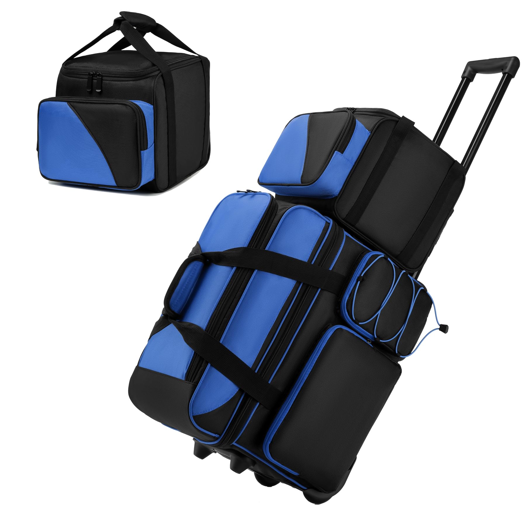 Premium 3 Ball Bowling Bag with Wheels & Shoe Compartment - Heavy Duty Roller Bowling Bag with Multiple Pockets for Easy Transport (Perfect for League Play, Tournaments & Practice Sessions)