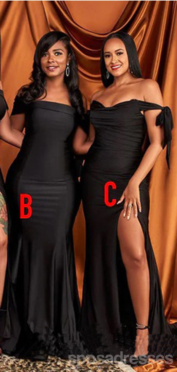 Elegant Black Mermaid Bridesmaid Dresses with High Slit - Perfect for Weddings, Prom & Formal Events (Style WG1314)
