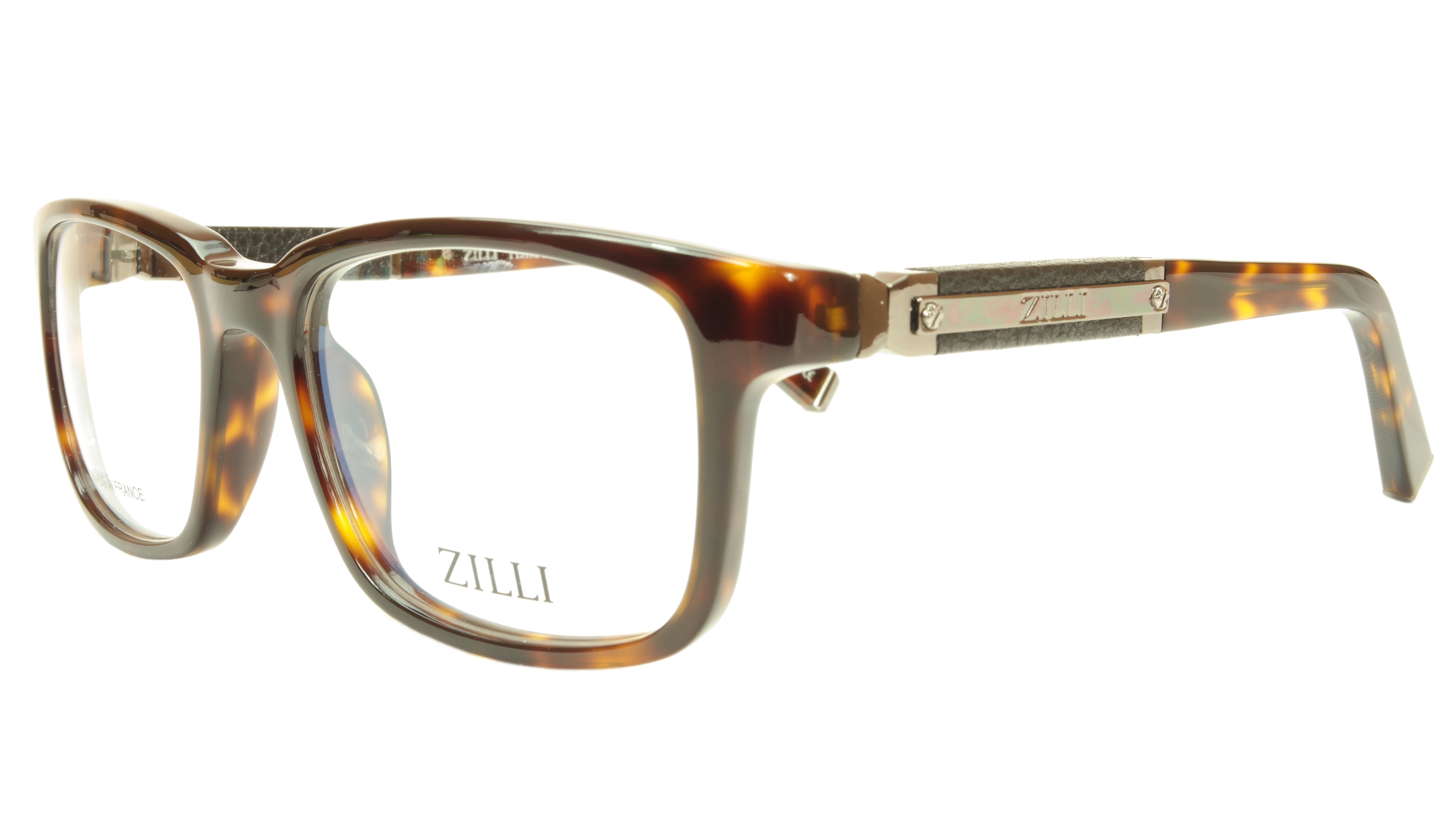 Premium ZILLI Eyeglasses Frame - Acetate & Leather with Titanium Details | Handcrafted in France | Model ZI 60004 C02 | Perfect for Business & Luxury Fashion Accessories