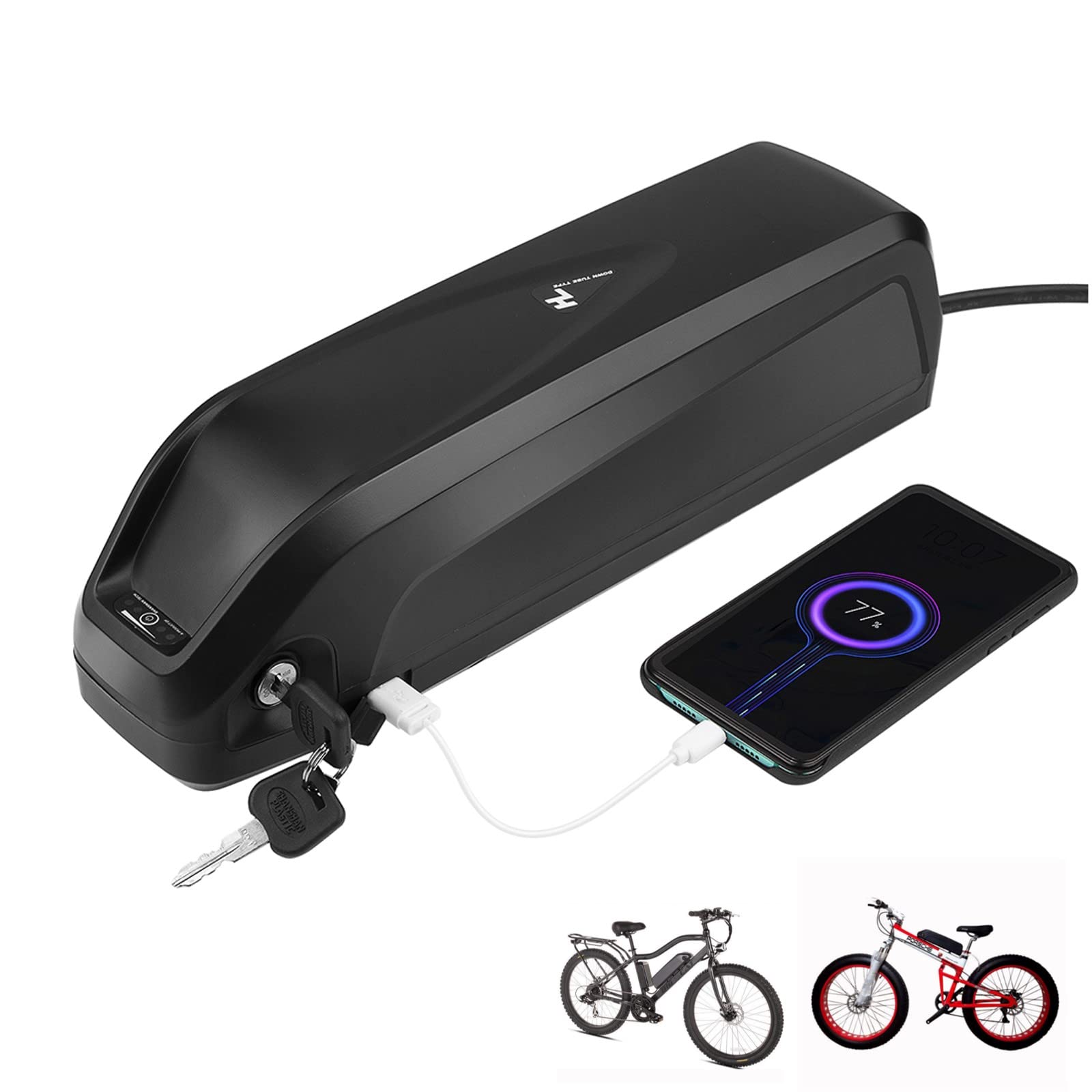 36V/48V Ebike Lithium Battery 561Wh/624Wh - High Capacity Rechargeable Battery for Electric Mountain Bikes ≤800W with USB Power Bank & Keys | Perfect for Commuting, Off-Road Adventures & Bike Motor Conversion Kits