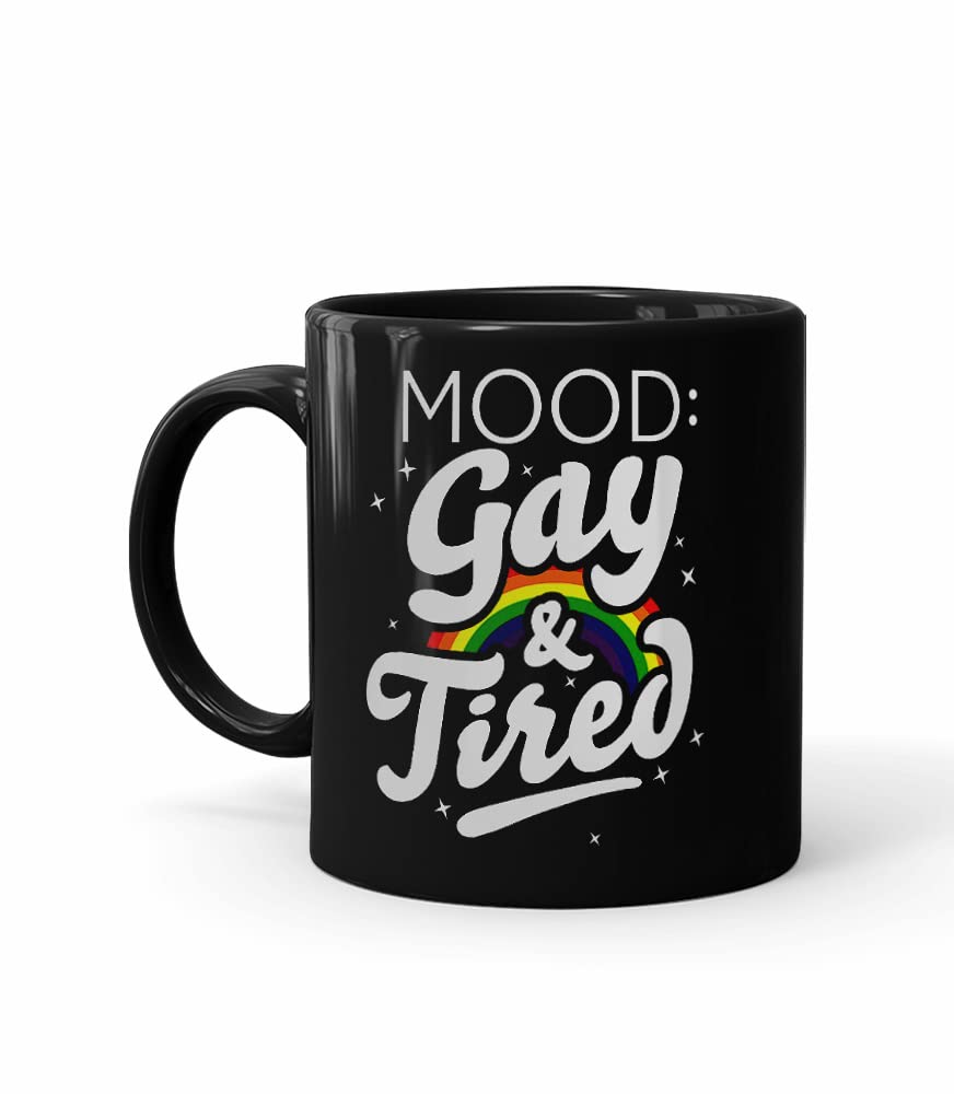 Rainbow Pride LGBT Coffee Mug - Funny Gay & Tired Design - Perfect Gift for LGBTQ+ Friends (Set of 2) - Great for Birthday, Christmas & Pride Celebrations - Ideal for Coffee, Tea & Office Use