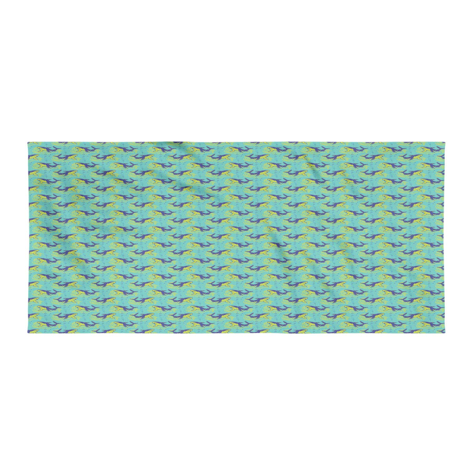 Ambesonne Quick Dry Microfiber Beach Towel - Creative Deep Sea Sharks Swimming Ocean Bubbles Design - Ultra Soft & Compact for Camping, Yoga, Hiking - Seafoam Pale Green & Indigo - Perfect for Beach Trips, Poolside Lounging & Outdoor Adventures