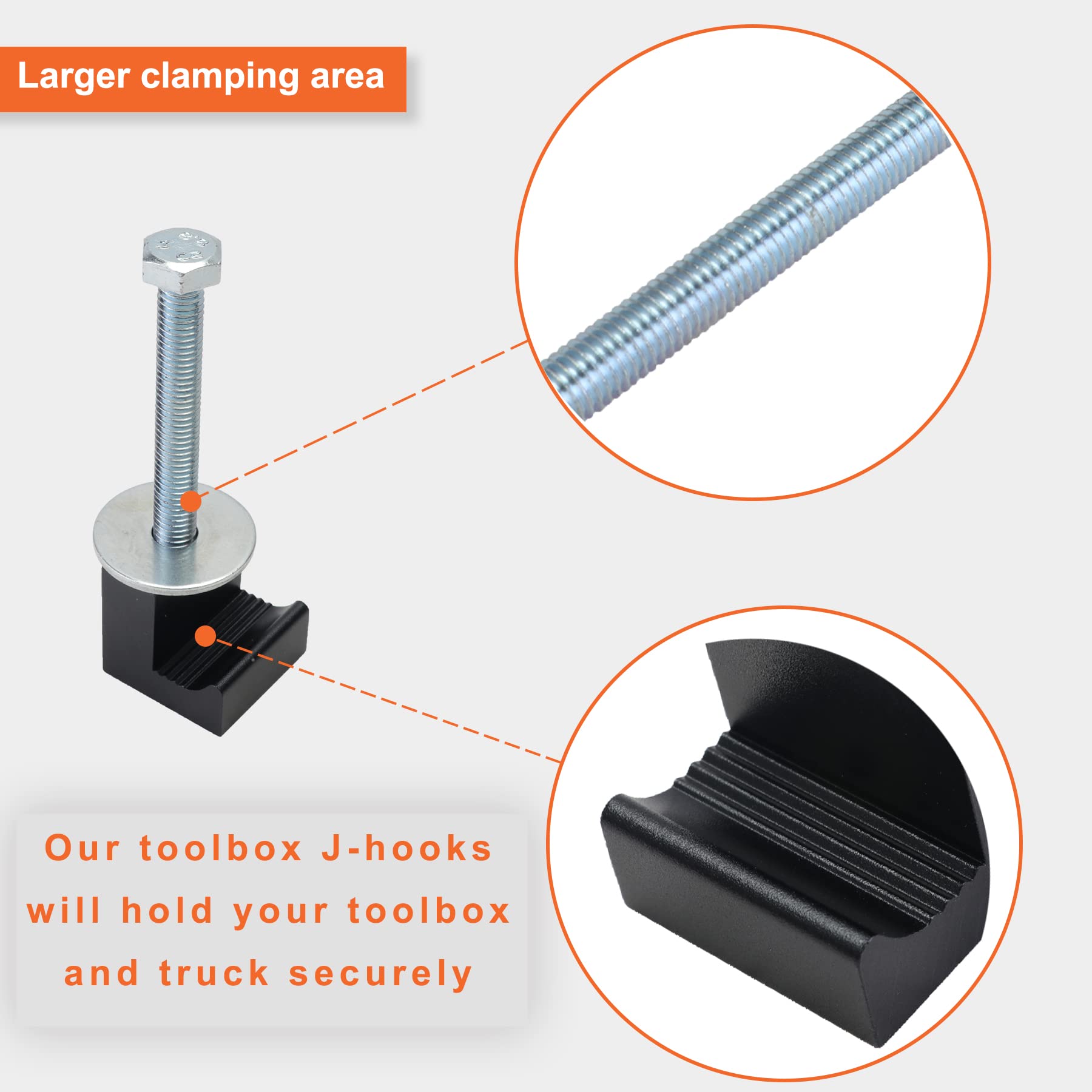 Upgraded Universal Black Aluminum Truck Tool Box Mounting Kit with Fastening Nuts & J-Hooks - Heavy Duty Pickup Bed Crossover Tie Down Accessories for Secure Toolbox Installation - Perfect for Off-Roading, Construction, and Work Truck Organization