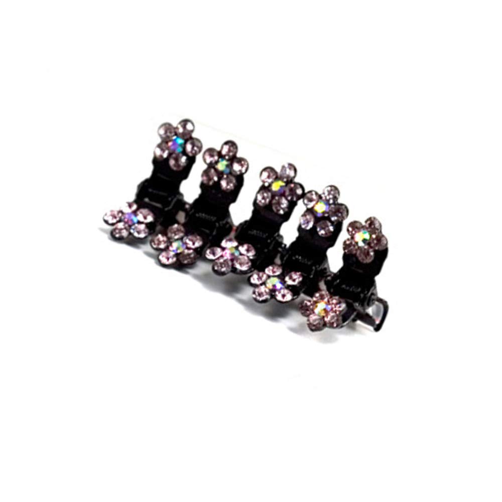 Small Decorative Hair Jaw Clips - Mini Petals Rhinestone Crystal Hair Claw Clips Set of 5 (Purple) | Perfect for Women's Hairstyles, Bridal Accessories & Everyday Hair Styling