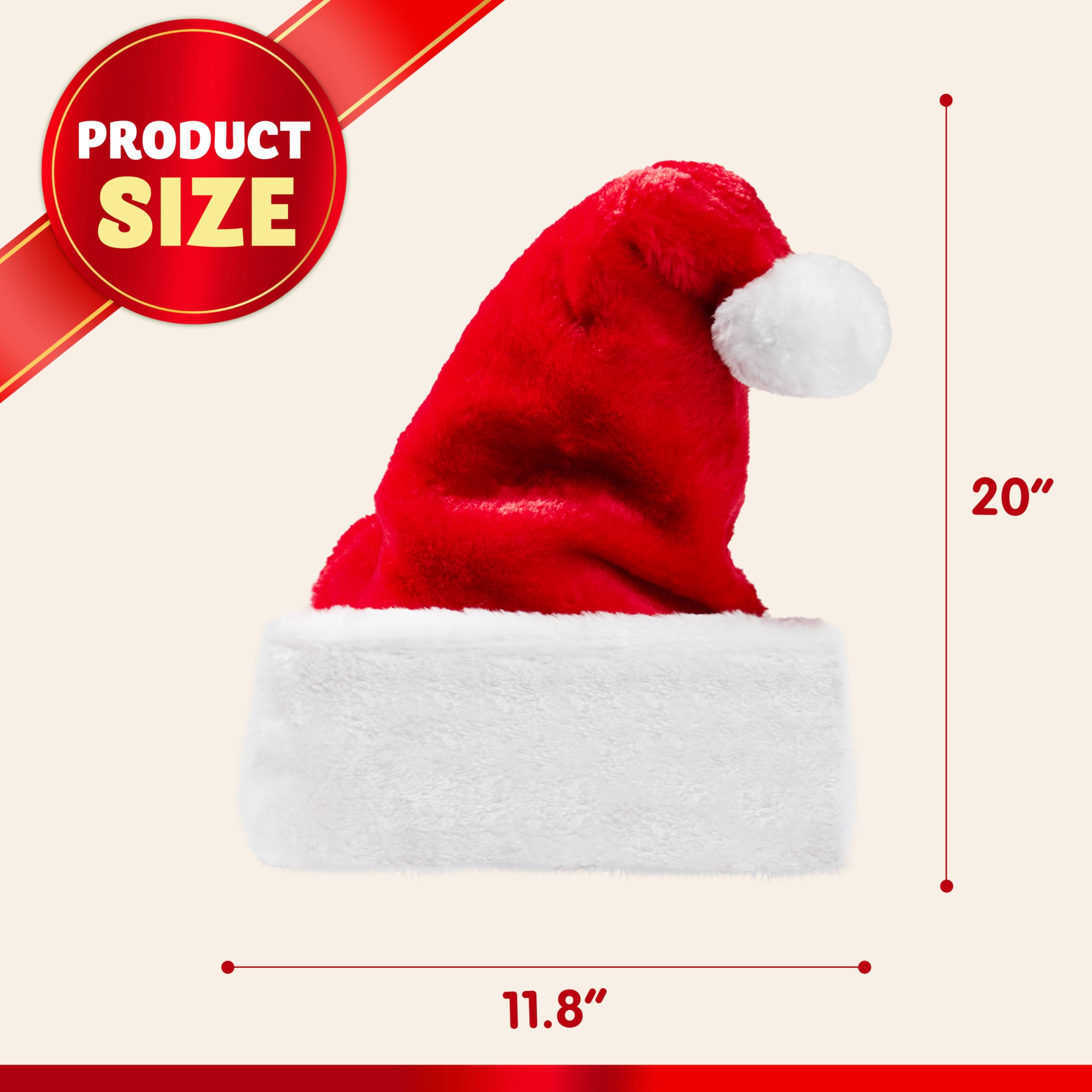 JOYIN 4 Pack Christmas Santa Hats - Soft Red Velvet Santa Claus Hats for Holiday Parties, Xmas Gifts & Festive Decorations - Perfect for Family Gatherings, Christmas Photos & Office Celebrations (Adults & Kids)