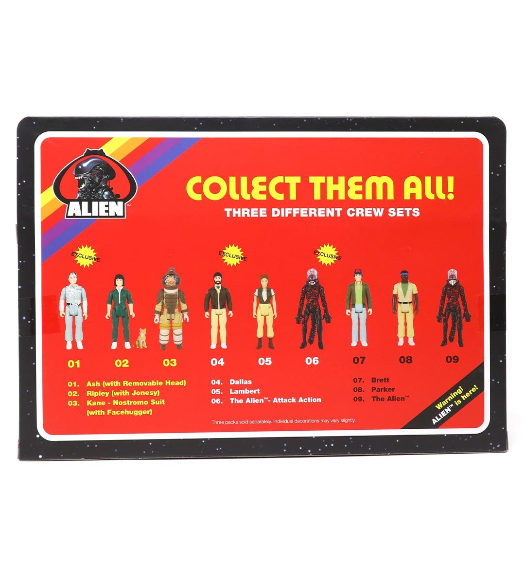 Alien ReAction Figures 3-Pack Set - Classic Sci-Fi Collectible Toys for Display & Play - Perfect for Home Decor, Office Display, and Gift Giving