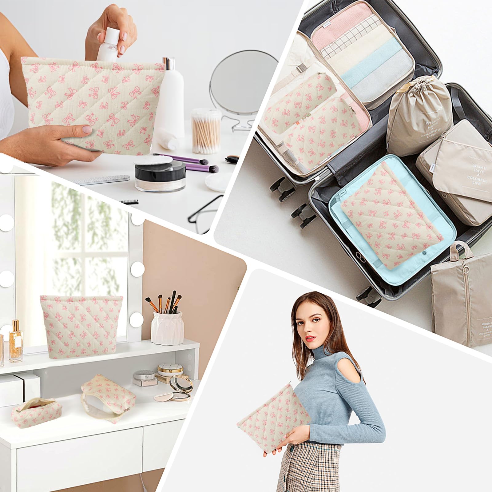 LYDZTION Large Makeup Bag for Women - Waterproof Cosmetic Organizer with Travel Toiletry Bag & Brush Pouch Set (1 Large Cosmetic Case + 1 Pencil Case) - Perfect for Travel, Home Storage & Daily Makeup Organization