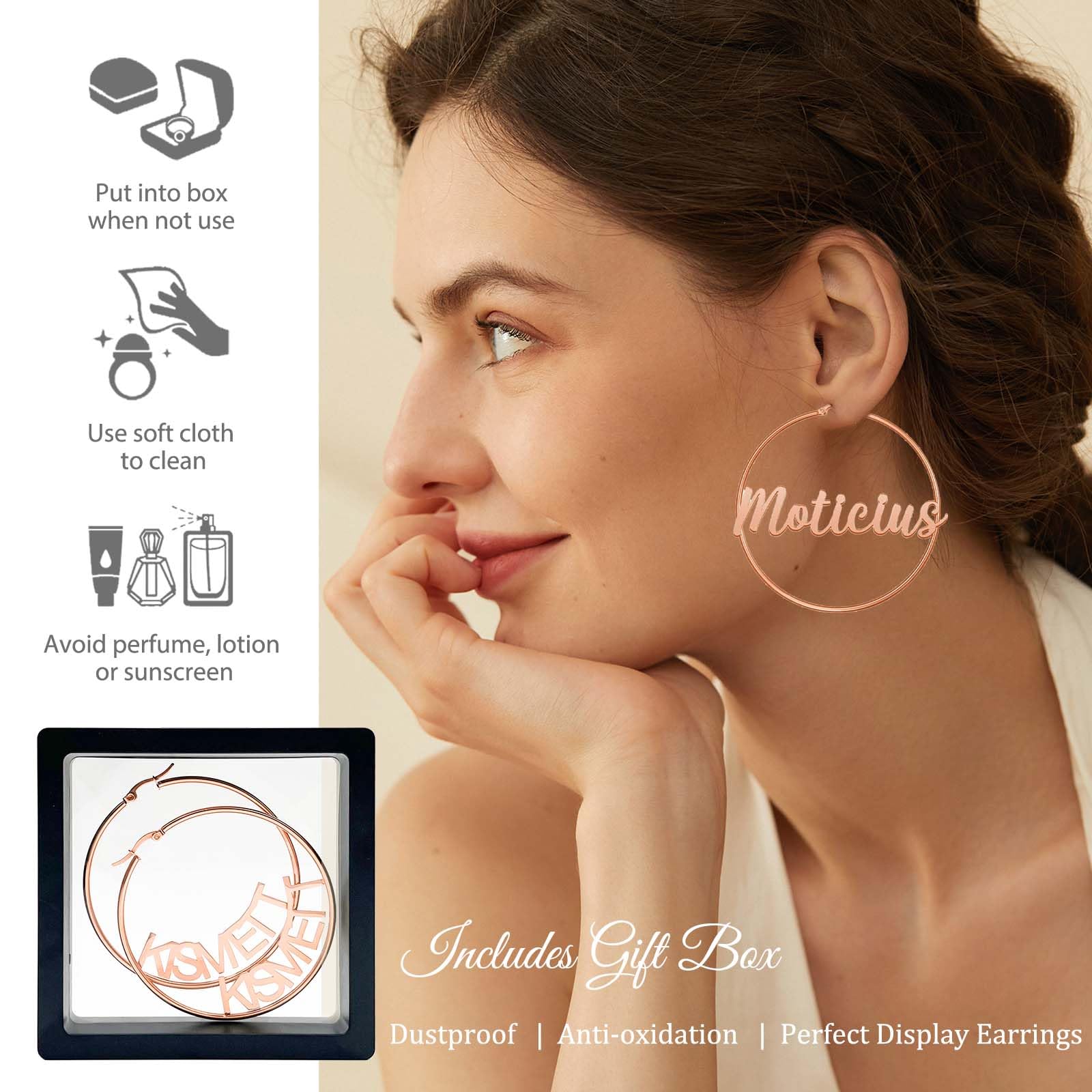 Custom Personalized Hoop Earrings for Women - Hypoallergenic Name Engraved Sensitive Earrings | Large Gold/Silver Hoops | Perfect Birthday, Christmas Gift for Her | Date Night, Wedding, Office Wear Jewelry