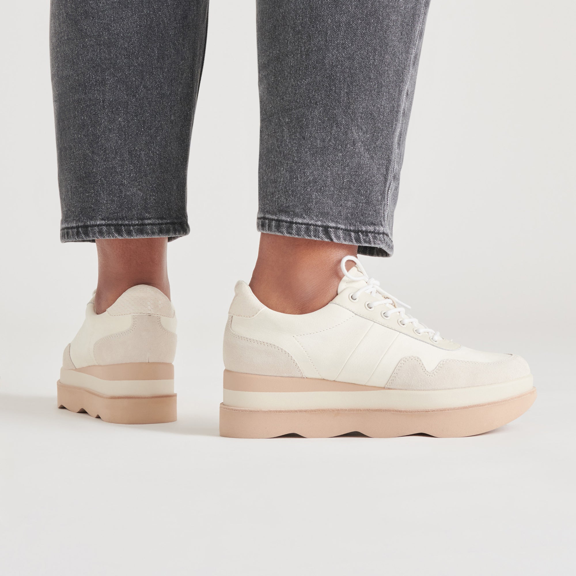 Jayne Sneakers for Women - Ivory Nubuck Leather Casual Shoes | Comfortable Walking & Everyday Fashion Footwear for Work, Travel & Outings