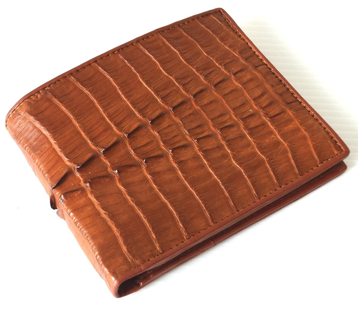 Premium Men's Bifold Crocodile Leather Wallet - Genuine Tan Crocodile Tail Skin - Perfect for Everyday Carry & Business Use