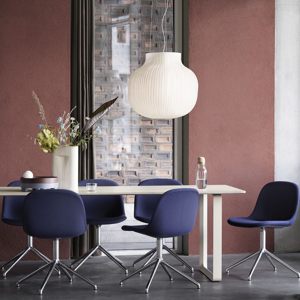 MUUTO Strand Pendant Lamp Ø60cm (Closed) White - Modern Scandinavian Hanging Light Fixture for Dining Room, Kitchen Island & Living Room Decor