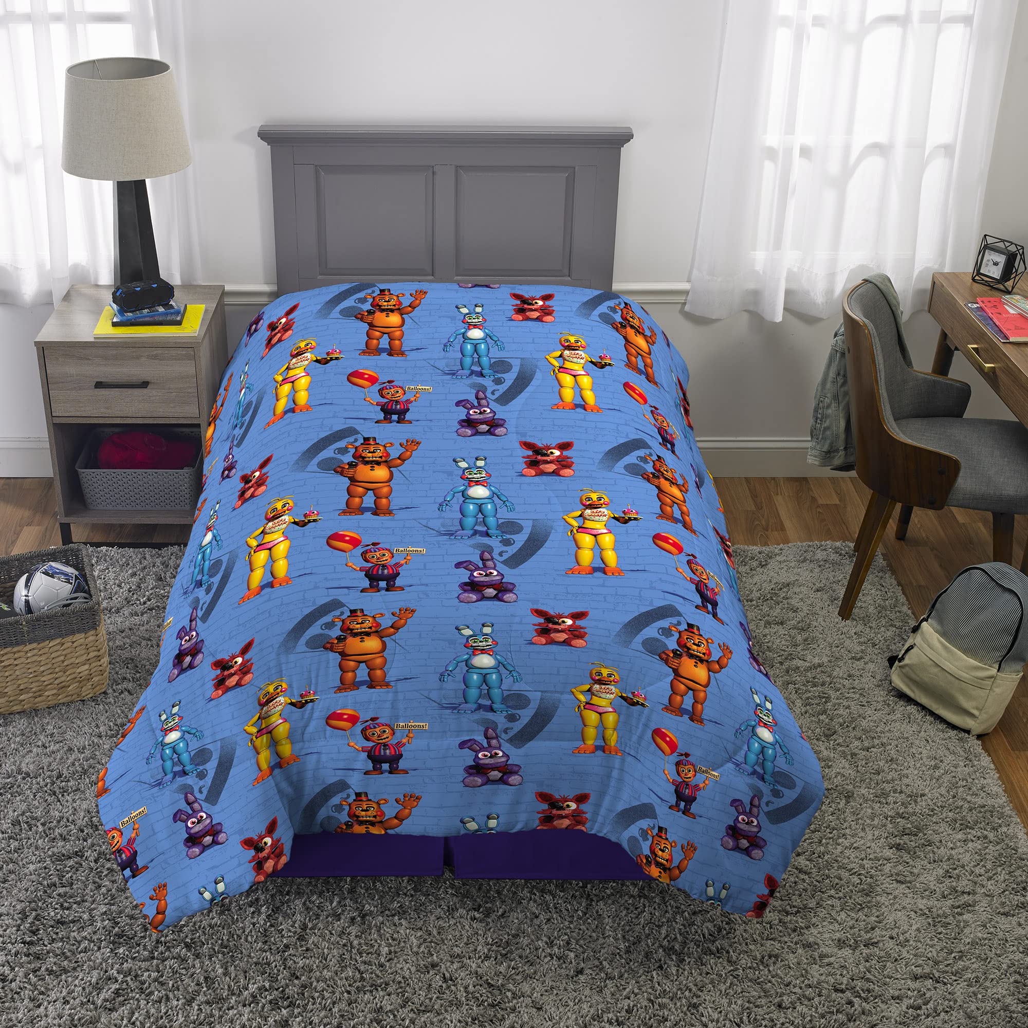 Franco Kids Bedding Set - Soft Microfiber Comforter for Twin Bed, Five Nights At Freddy's Themed - Perfect for Kids' Room Decor, Sleepovers & Gaming Themed Bedrooms