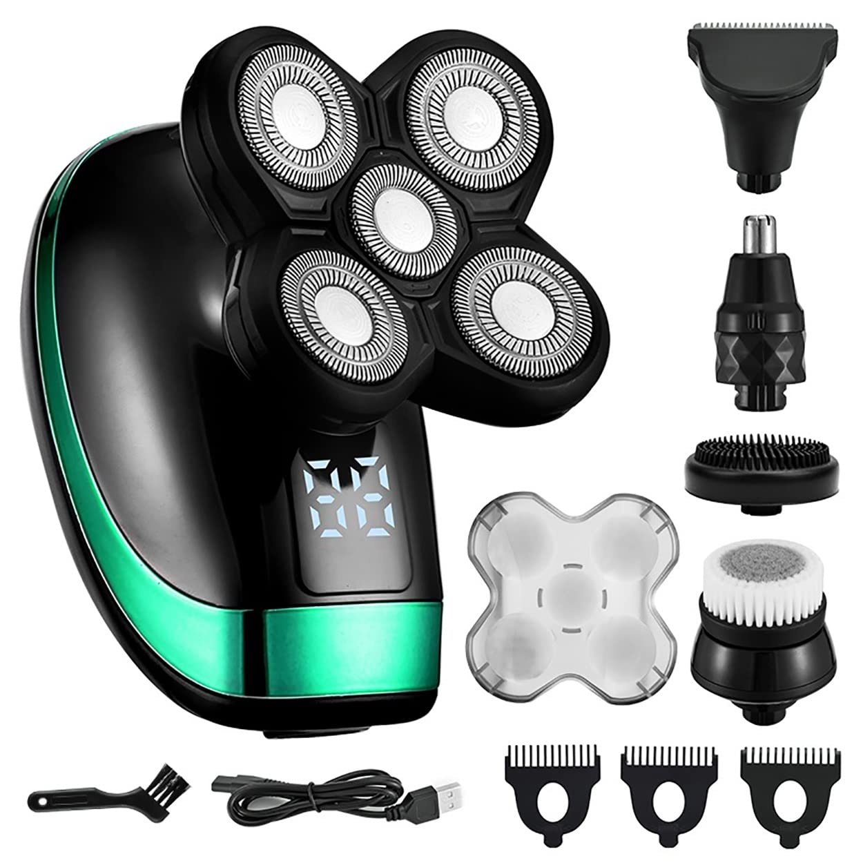 5-in-1 Electric Razor for Men - Rechargeable Wet/Dry Beard Trimmer & Body Grooming Kit with Digital Display | Perfect for Travel, Home & Gym Use