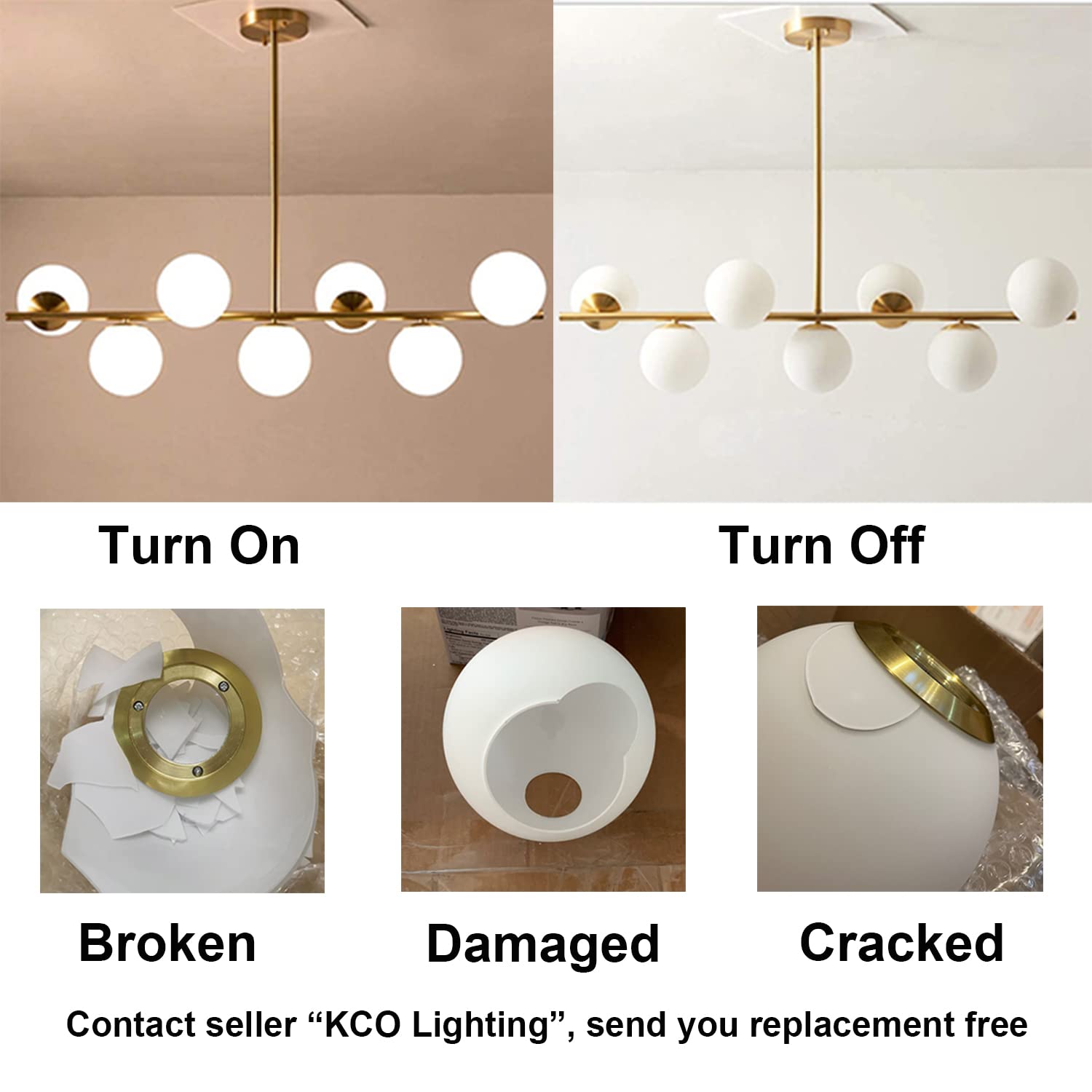 Modern Gold Chandelier with Brushed Brass Finish & Globe Glass - 7-Light Ceiling Pendant Light for Dining Room, Living Room, Bedroom | Elegant Lighting Fixture for Home Decor, Wedding Venues & Restaurants