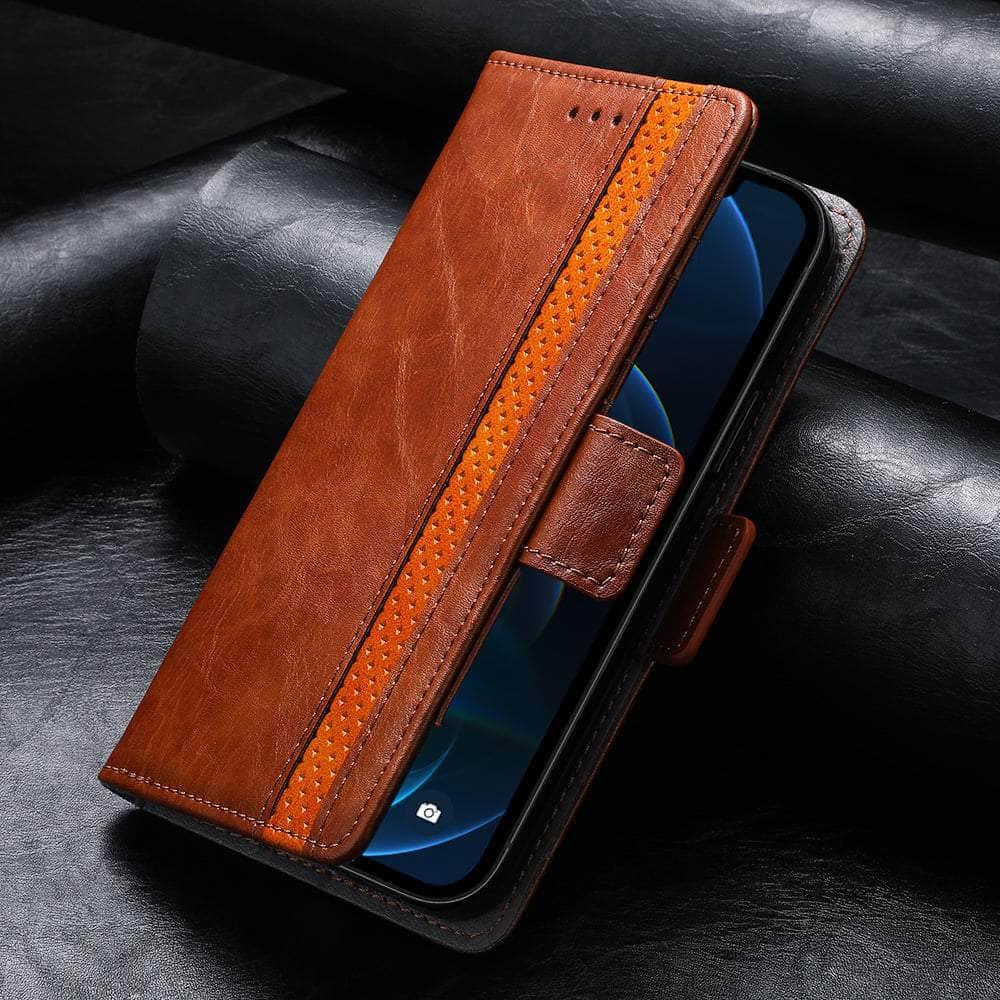 Premium Genuine Leather Wallet Flip Book Case for iPhone SE 2022 - Slim Protective Cover with Card Slots | Perfect for Business, Travel & Everyday Use