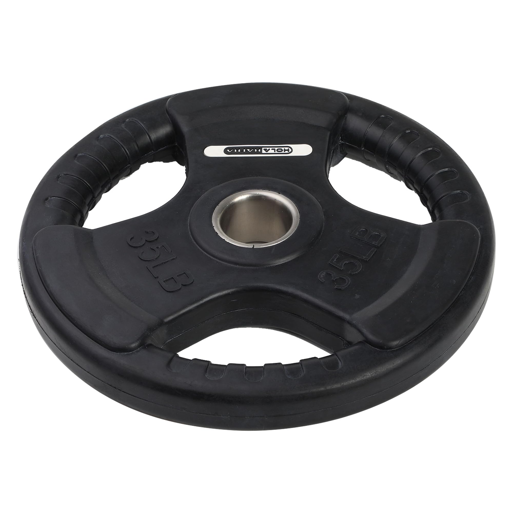 HolaHatha Olympic Rubber Coated Weight Plates with Tri-Grip Handle - 2.5LB to 45LB Gym Weights for Strength Training, CrossFit & Home Workouts - Durable Fitness Equipment for Full Body Exercise & Muscle Building