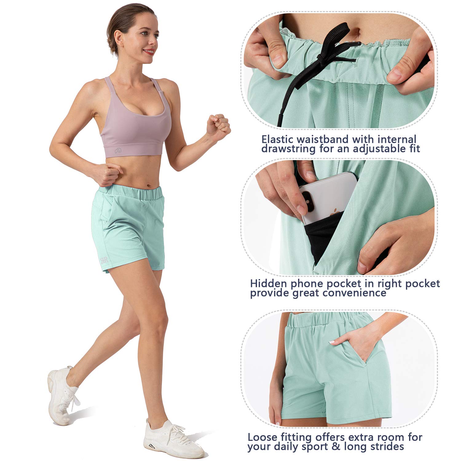 Women's 4'' Lounge Hiking Shorts - Athletic Running Yoga Workout Shorts with Pockets - Comfortable Casual Stretchy Shorts for Women - Perfect for Outdoor Activities, Gym & Relaxing at Home