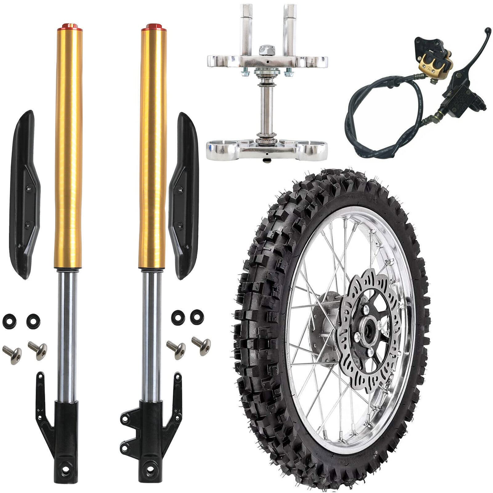 630mm 45/48mm Front Fork End with 60/100-14 Tire Rim Brake for Monkey Dirt Bike & Razor Scooter - Perfect for Off-Roading, Trail Riding and Urban Commuting