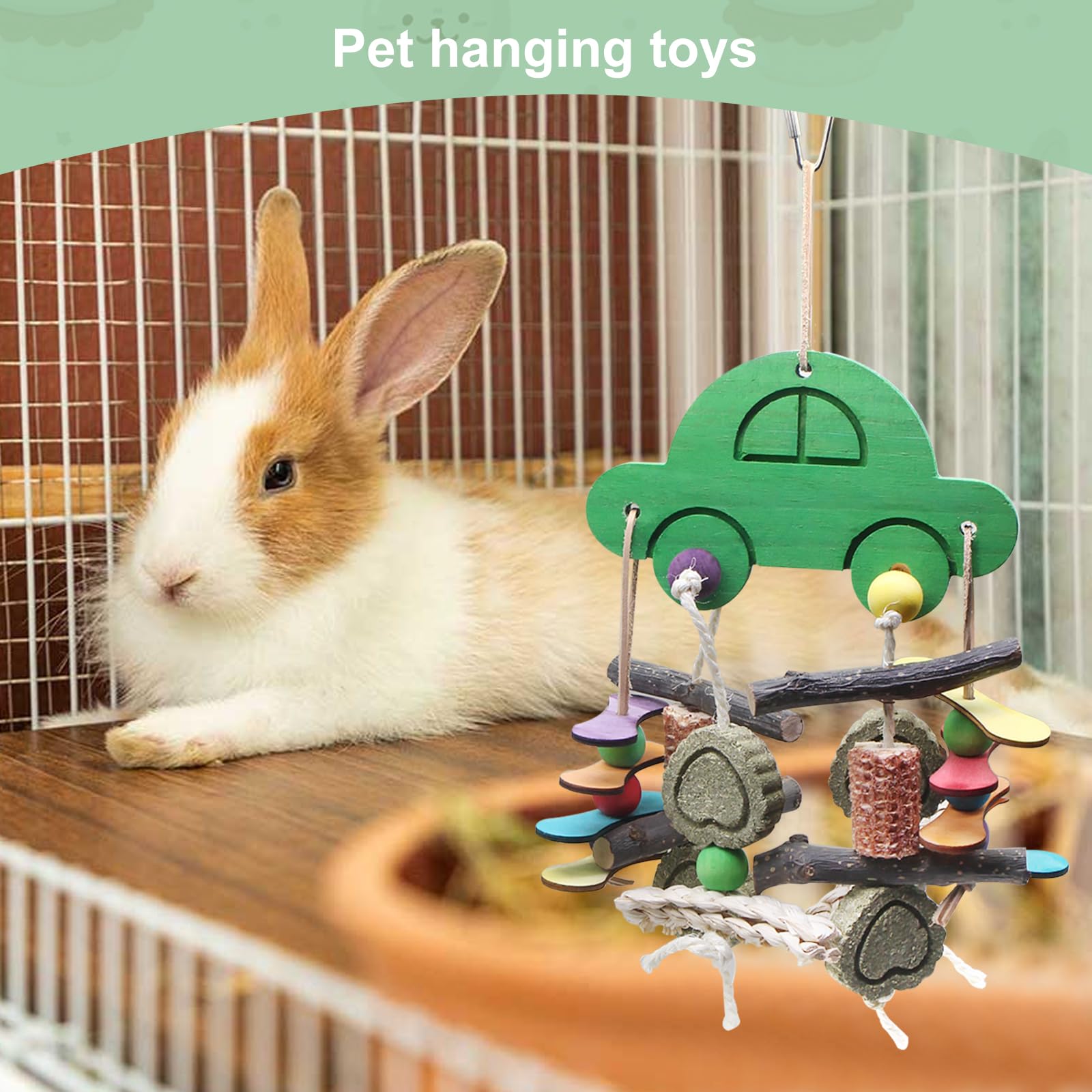 MQFORU Guinea Pig Chew Toys for Rabbits, Hamsters, Chinchillas & Rats - Hanging Cage Toys with Food-Grade Safe Materials & Dyes - Perfect for Small Pet Dental Health & Playtime Enrichment