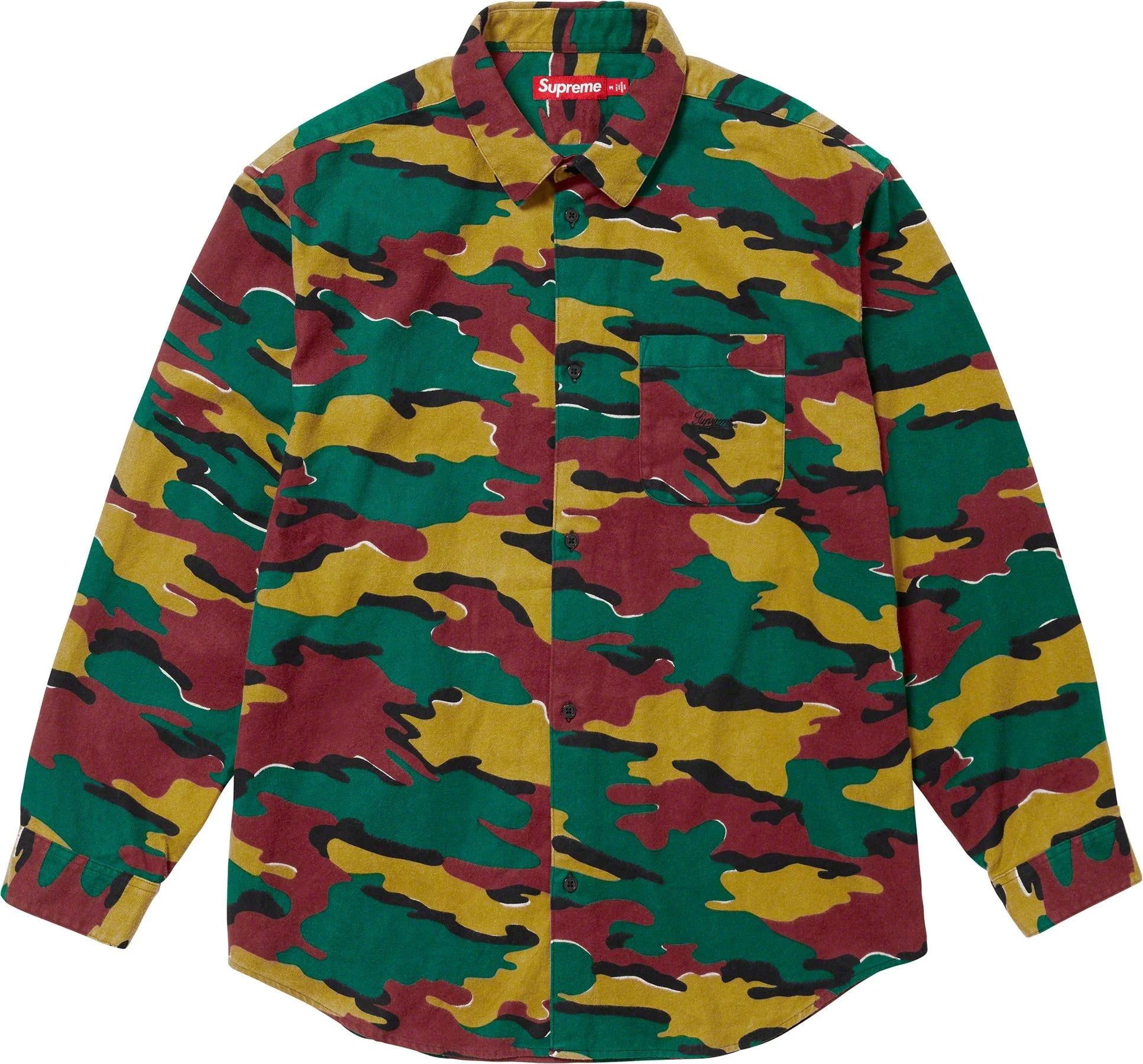 Supreme Camo Flannel Shirt for Men - Soft Plaid Long Sleeve Shirt - Casual & Streetwear Style - Perfect for Outdoor Adventures, Urban Fashion & Layering