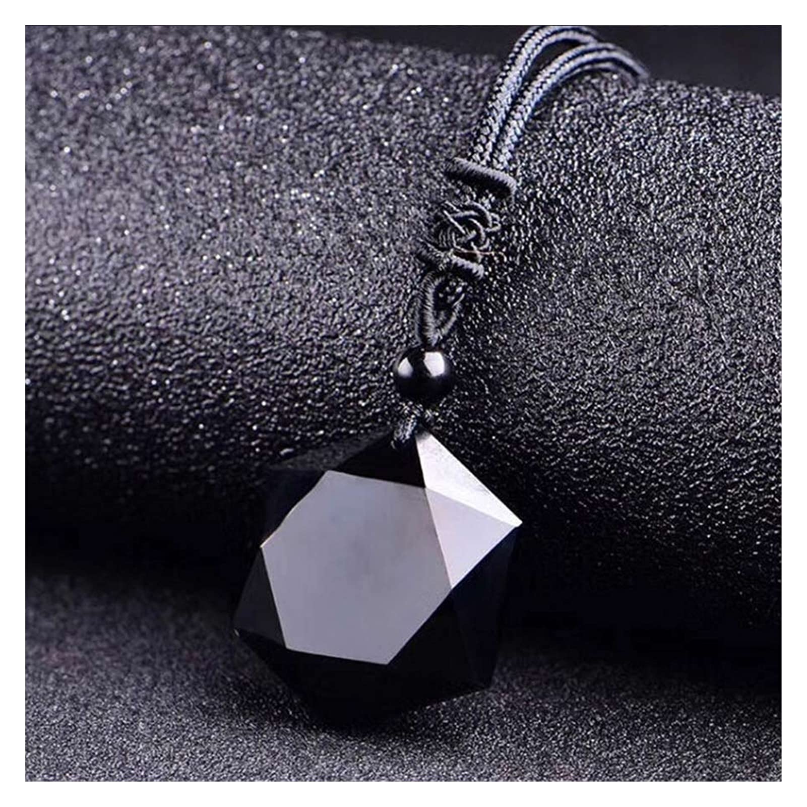Natural Amethyst Pendant Necklace for Women & Men - Wealth Amulet Crystal Jewelry with Obsidian Black Chain | Spiritual Healing, Meditation & Fashion Accessory