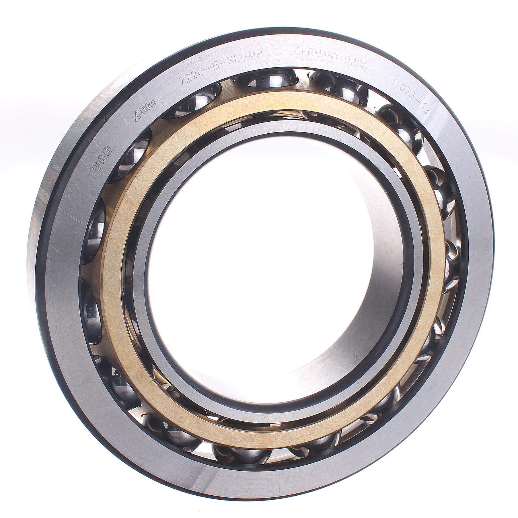 7220B-MP Single Row Angular Contact Ball Bearing - Open Type, 40° Contact Angle, Brass Cage, Normal Clearance, Metric Size (100mm ID, 180mm OD, 34mm Width), 3800rpm Max Speed - Ideal for Industrial Machinery, CNC Equipment, and High-Speed Rotating Applications